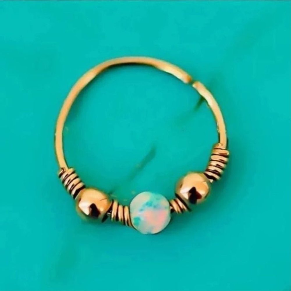 22G White Fire Opal Skinny/Thin/Slim Nose Ring